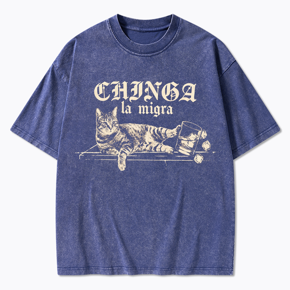 Chinga La Migra Cat Washed T-Shirt