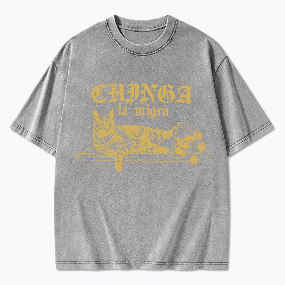 Chinga La Migra Cat Washed T-Shirt