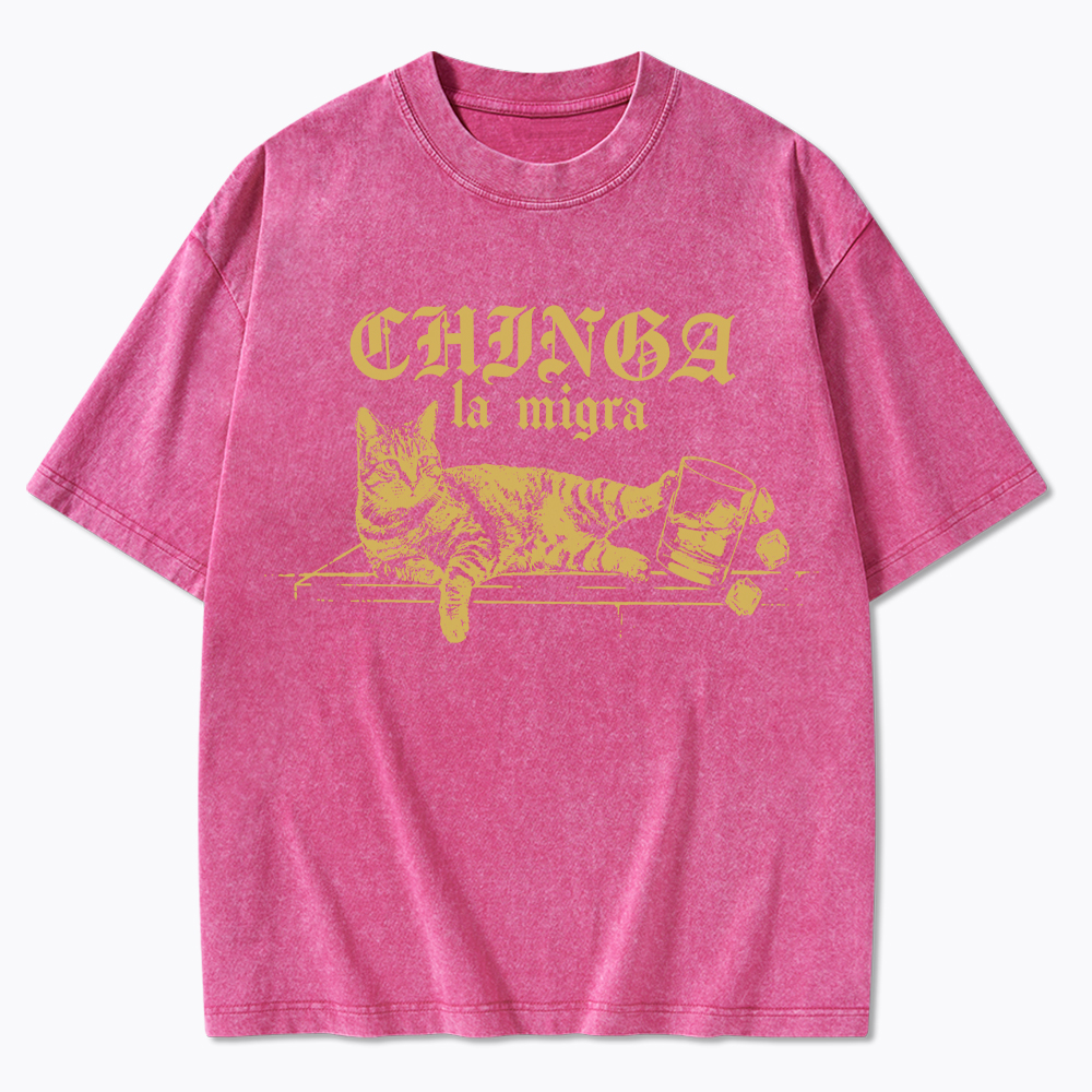 Chinga La Migra Cat Washed T-Shirt