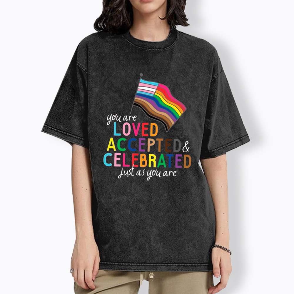 You Are Loved Accepted & Celebrated Just As You Are Washed T-Shirt