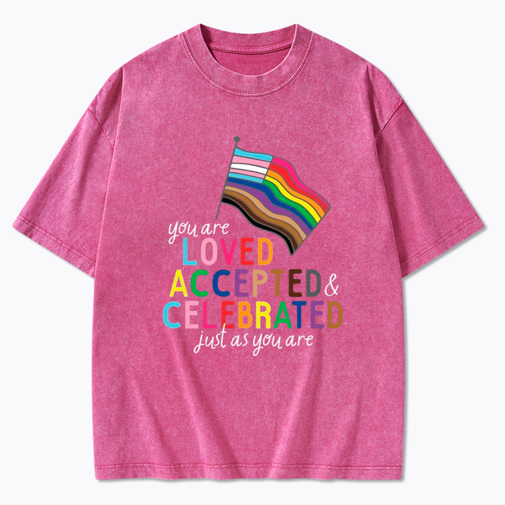 You Are Loved Accepted & Celebrated Just As You Are Washed T-Shirt