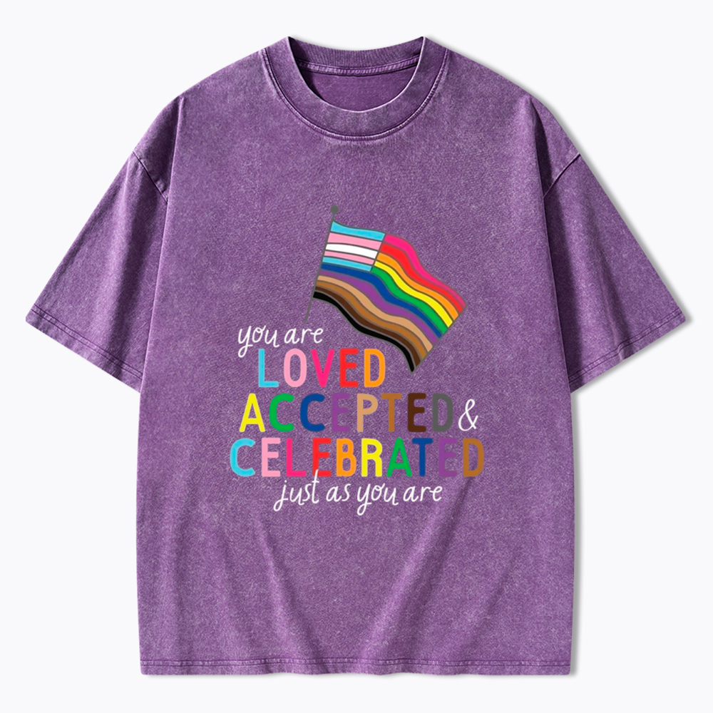 You Are Loved Accepted & Celebrated Just As You Are Washed T-Shirt