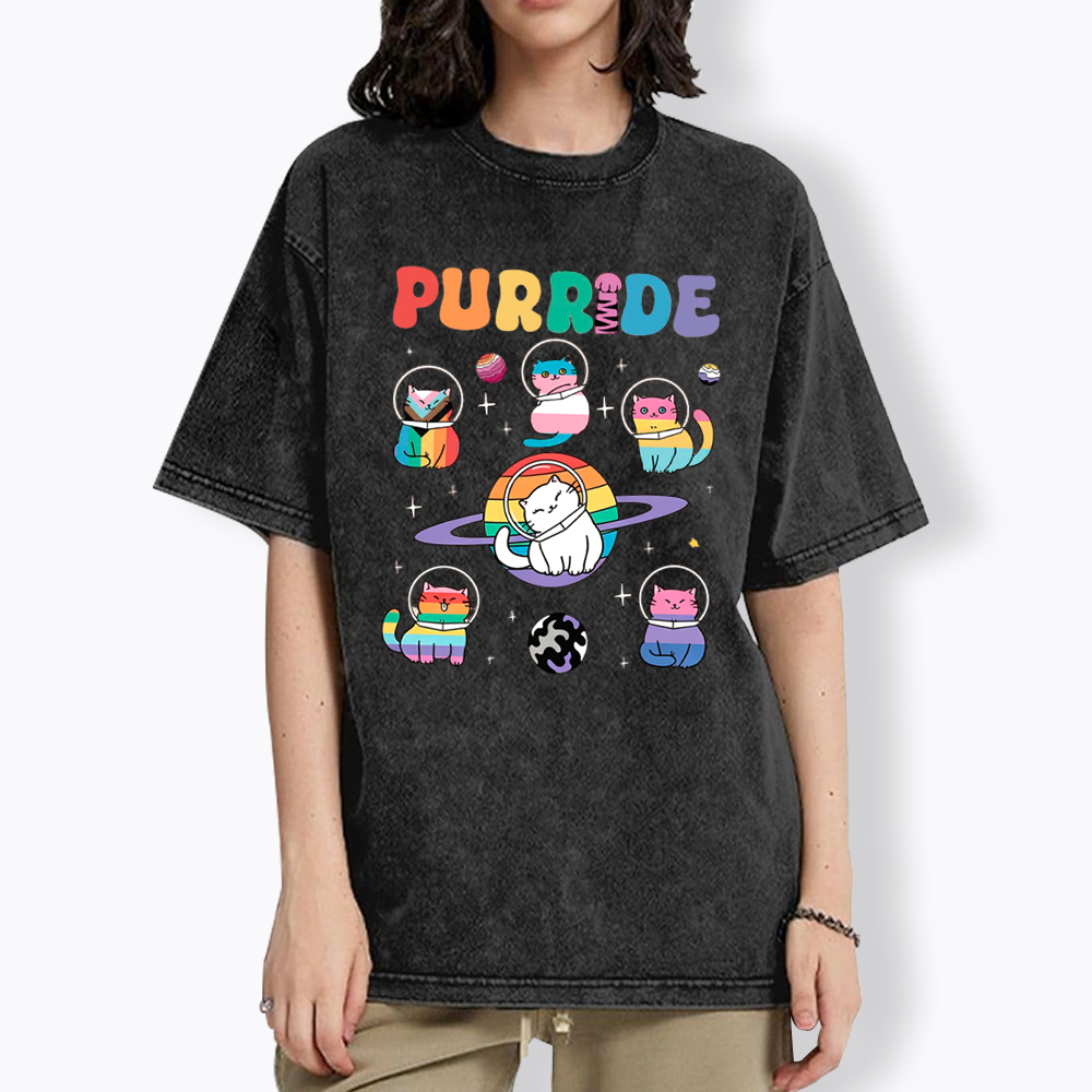 Purride Cats In Space Washed T-Shirt