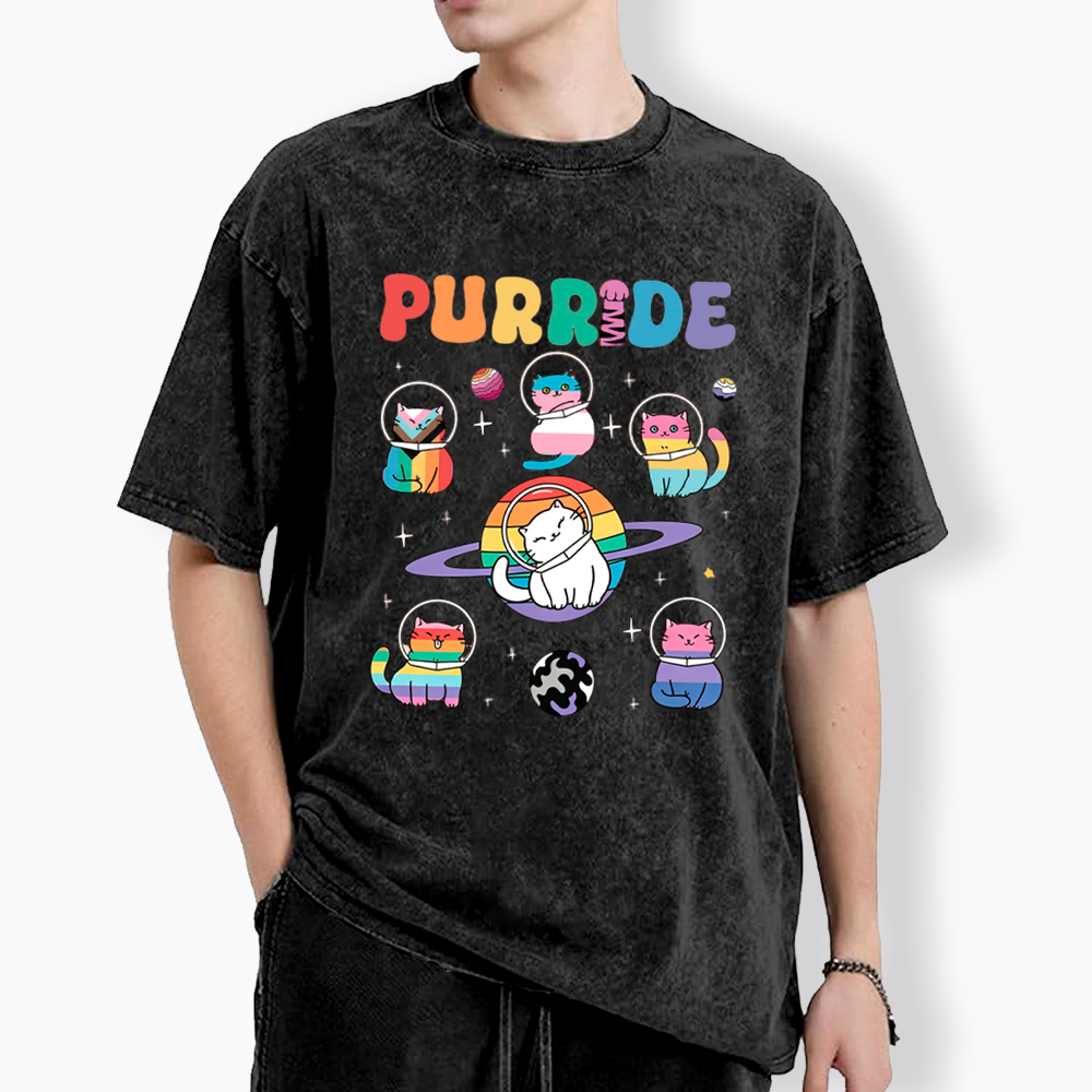 Purride Cats In Space Washed T-Shirt