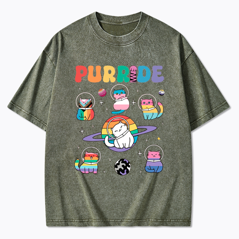 Purride Cats In Space Washed T-Shirt