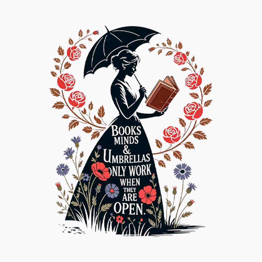 Books Minds Umbrellas Quote Washed T-Shirt