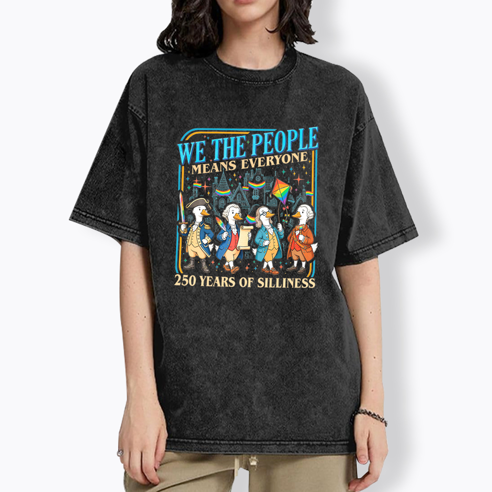 We The People Means Everyone LGBTQ Goose Washed T-Shirt