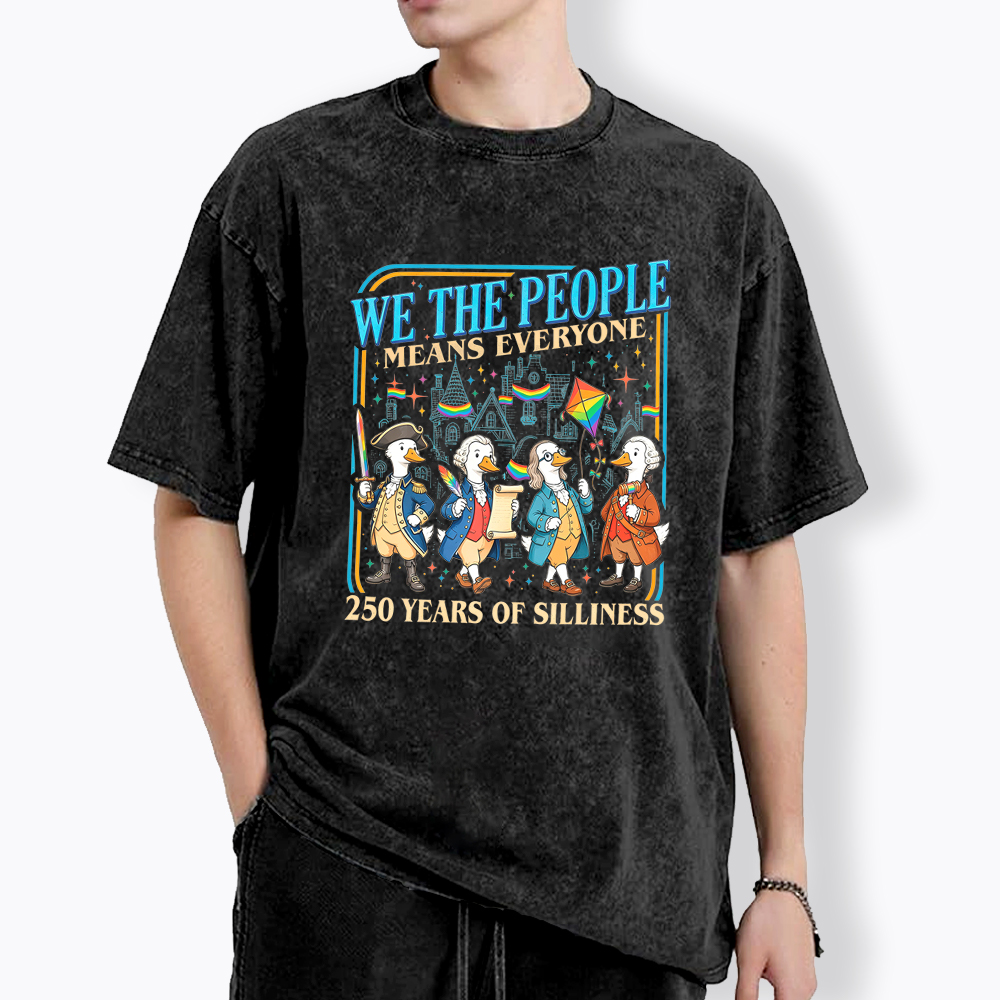 We The People Means Everyone LGBTQ Goose Washed T-Shirt