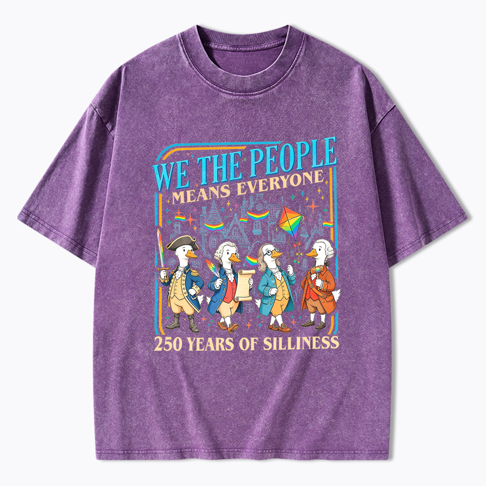 We The People Means Everyone LGBTQ Goose Washed T-Shirt