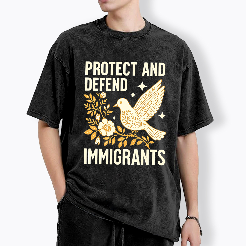 Protect and Defend Immigrants Washed T-Shirt