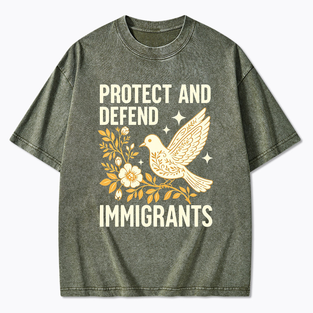 Protect and Defend Immigrants Washed T-Shirt