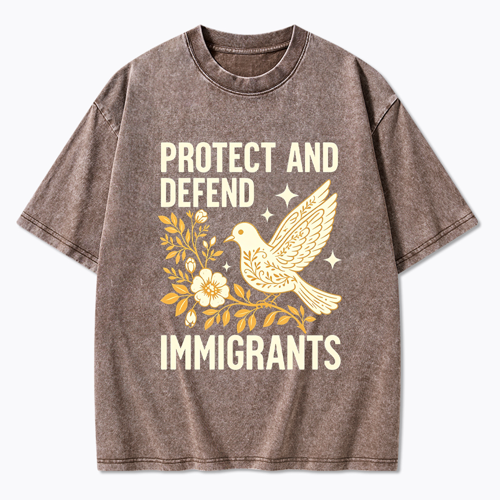 Protect and Defend Immigrants Washed T-Shirt