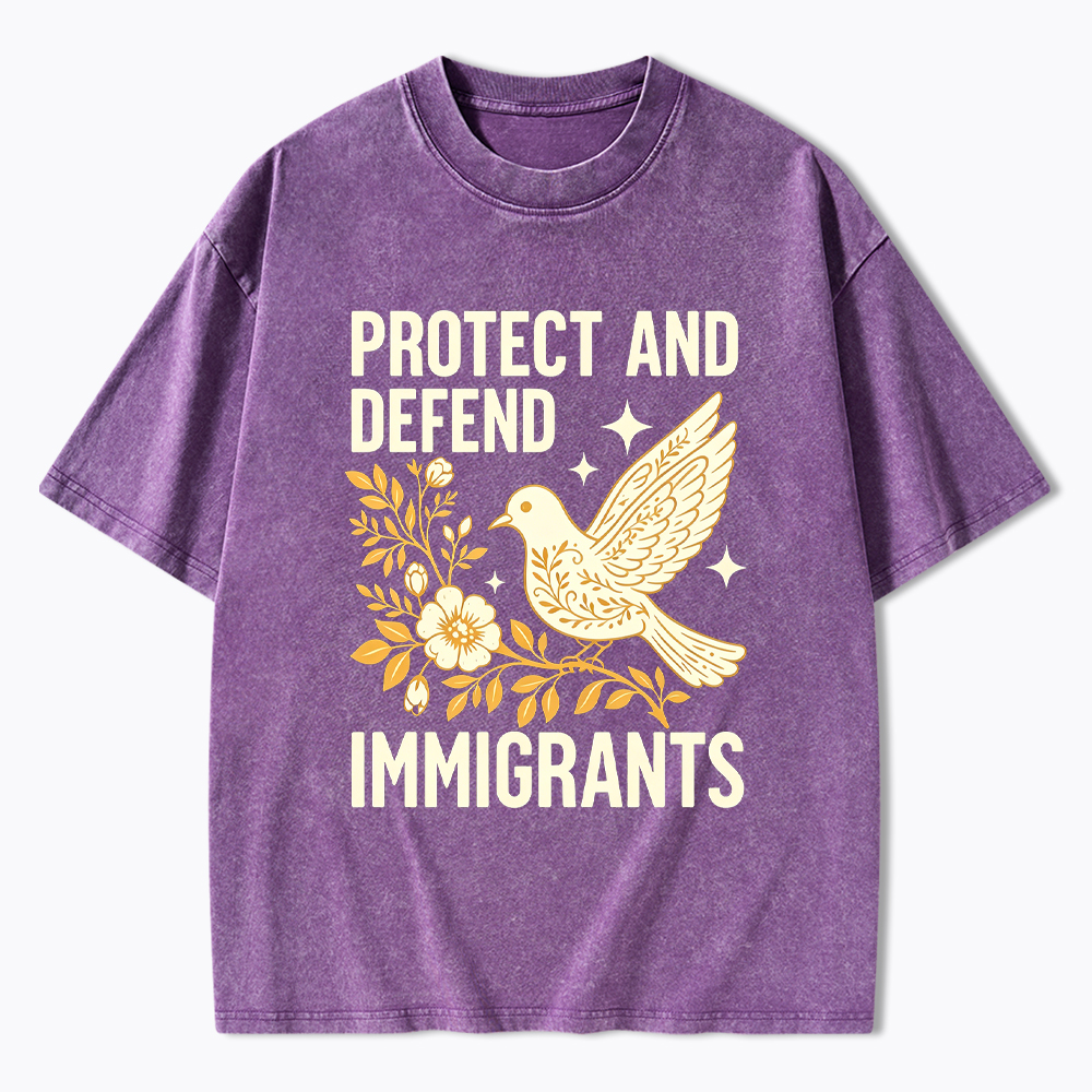 Protect and Defend Immigrants Washed T-Shirt