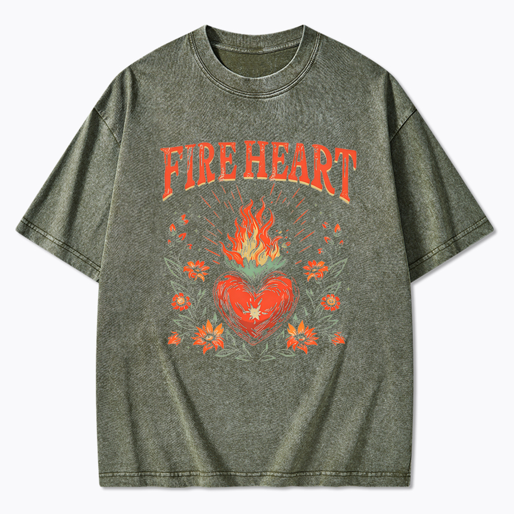 Fire Heart To Whatever End Washed T-Shirt