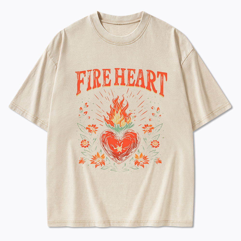 Fire Heart To Whatever End Washed T-Shirt