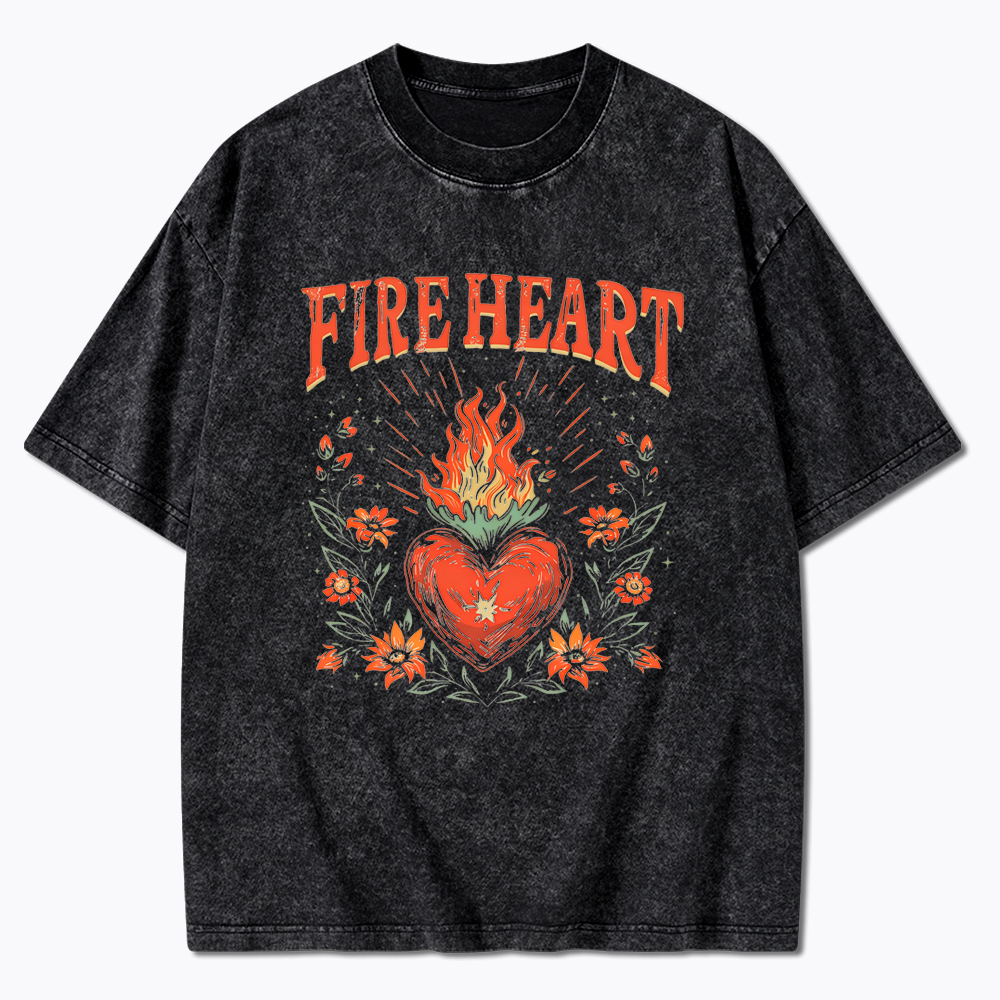 Fire Heart To Whatever End Washed T-Shirt