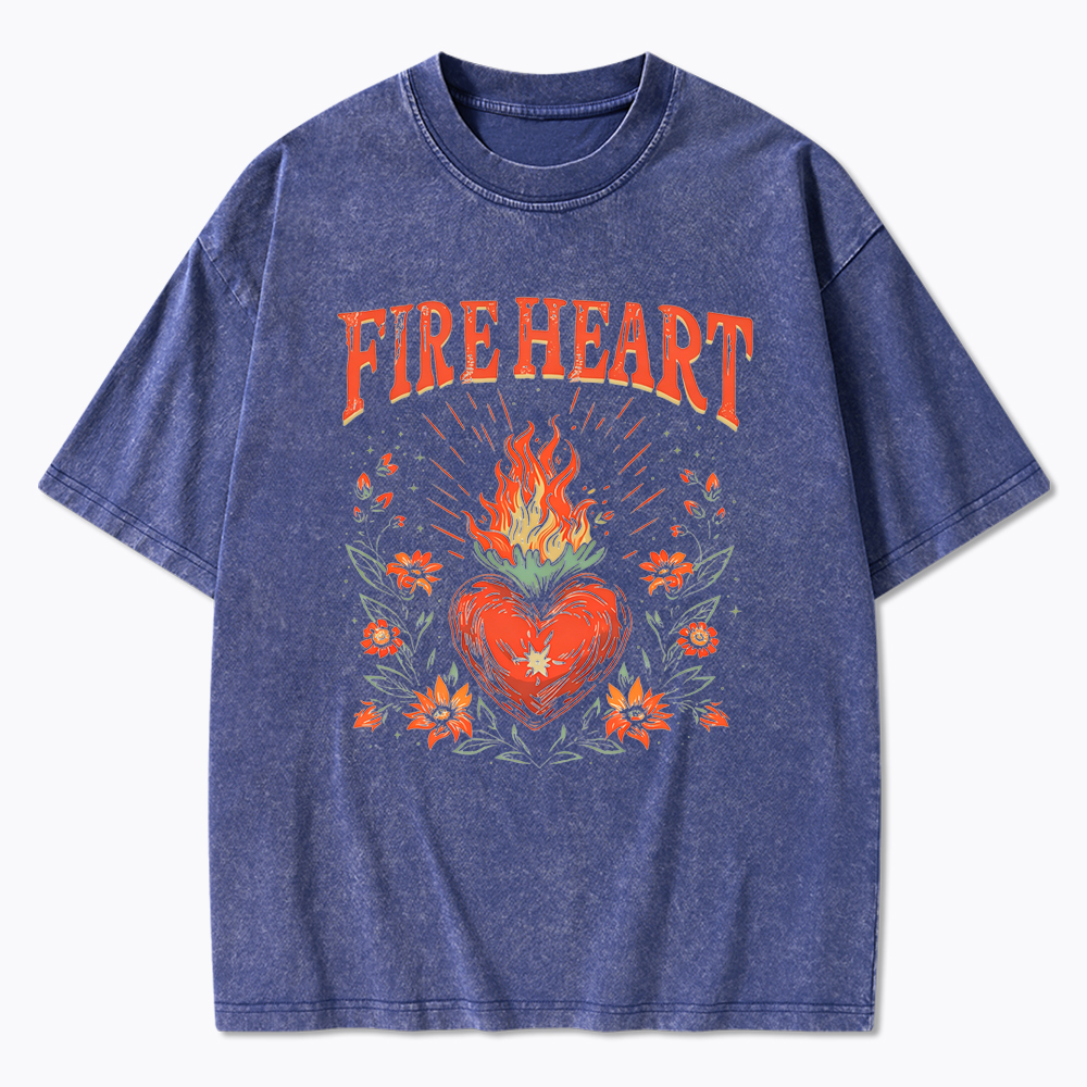 Fire Heart To Whatever End Washed T-Shirt