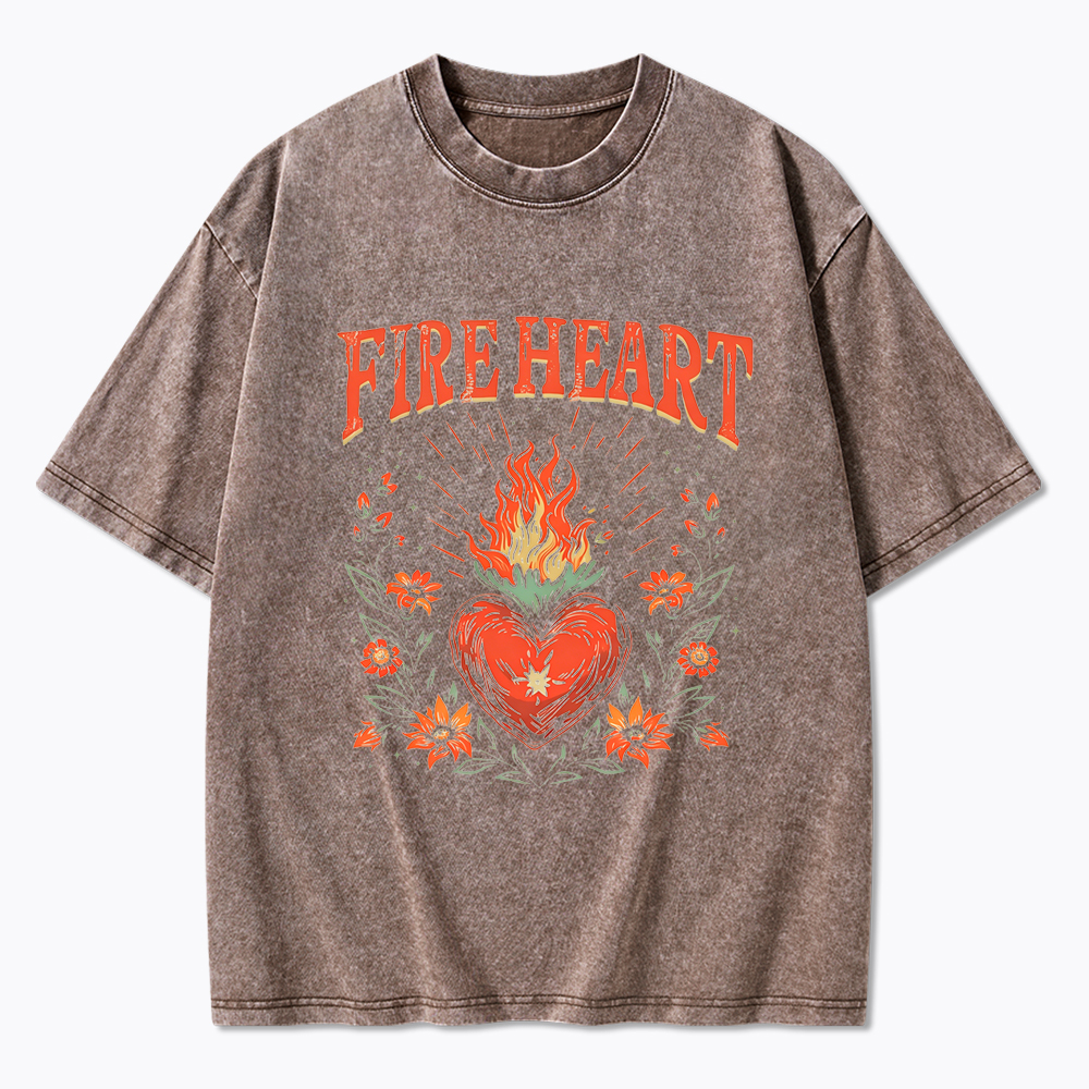 Fire Heart To Whatever End Washed T-Shirt