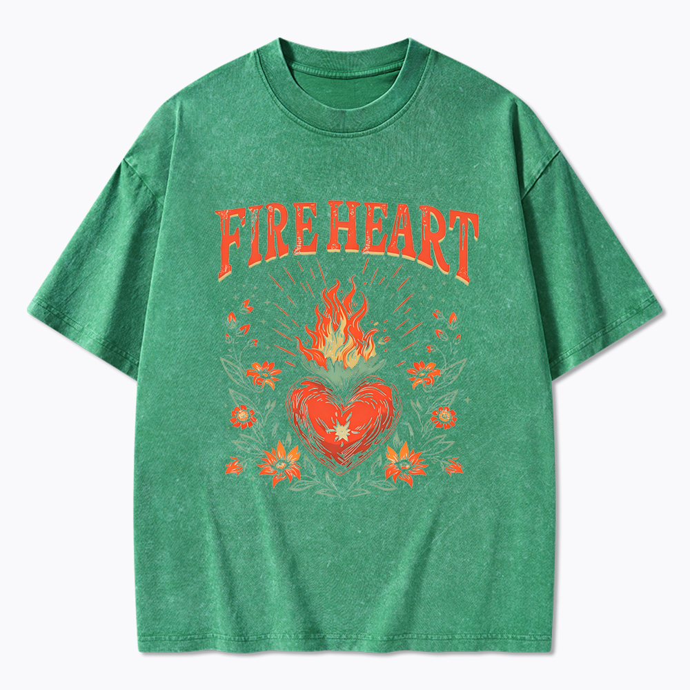 Fire Heart To Whatever End Washed T-Shirt