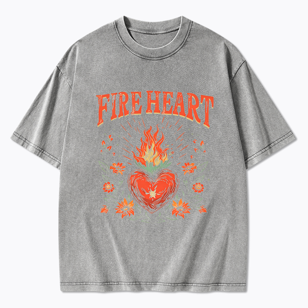 Fire Heart To Whatever End Washed T-Shirt