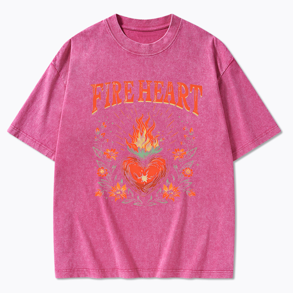 Fire Heart To Whatever End Washed T-Shirt