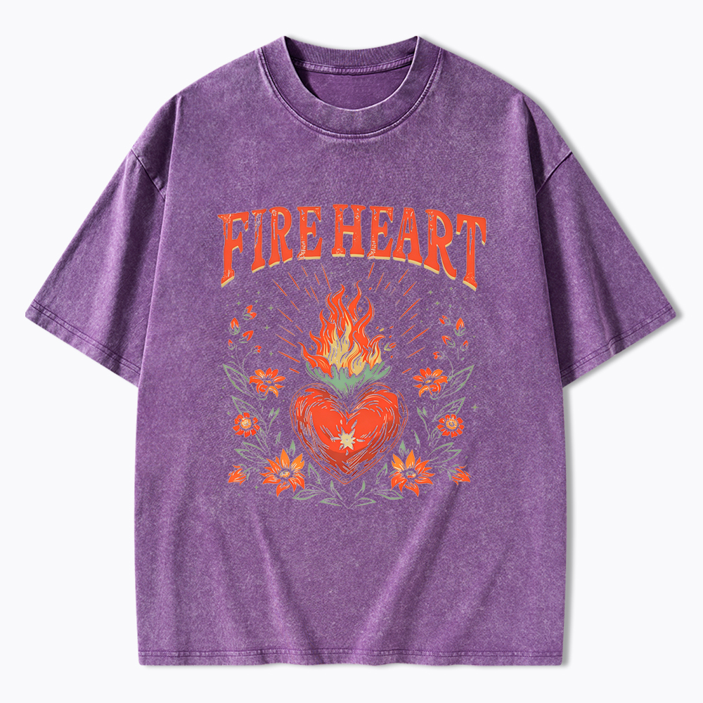 Fire Heart To Whatever End Washed T-Shirt