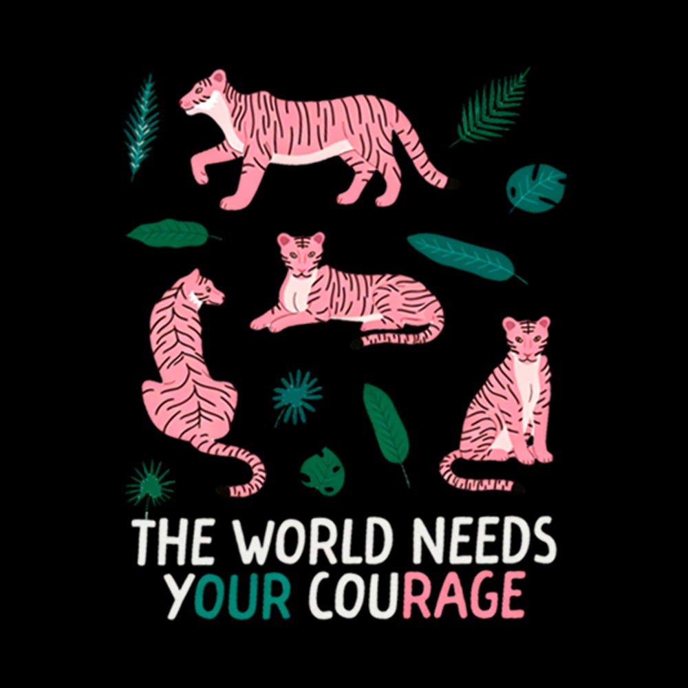 The World Needs Your Courage Tiger Washed T-Shirt