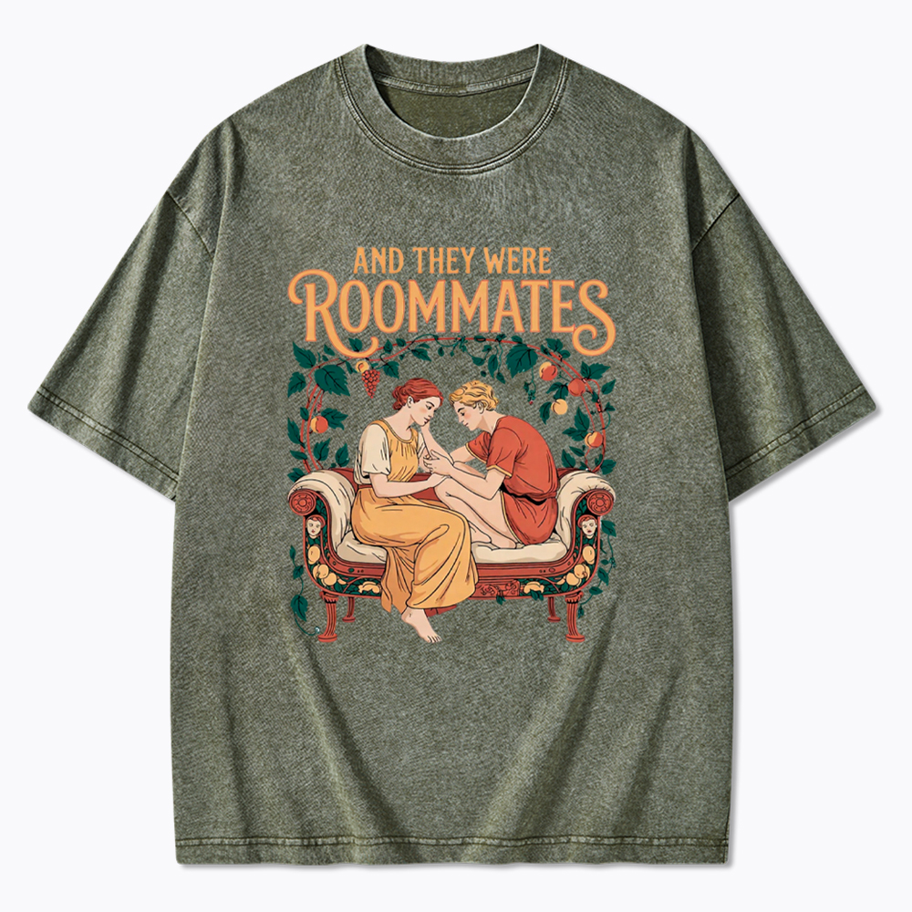 And They Were Roommates Lesbian Pride Month Washed T-Shirt