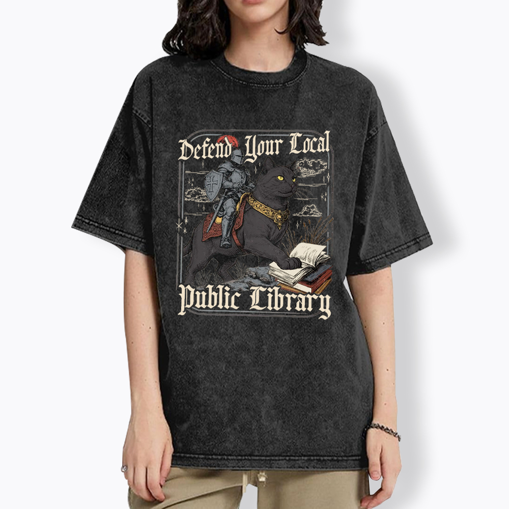 Defend Your Local Public Library Washed T-Shirt