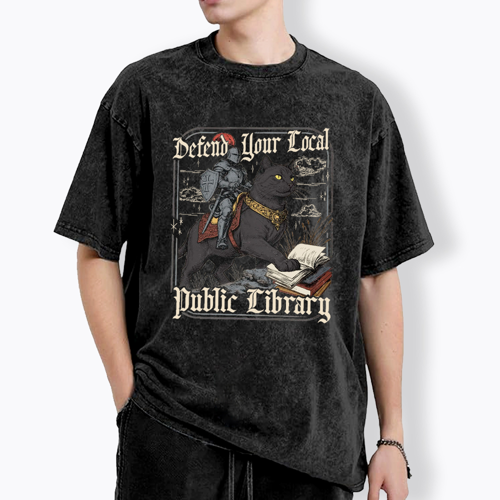 Defend Your Local Public Library Washed T-Shirt