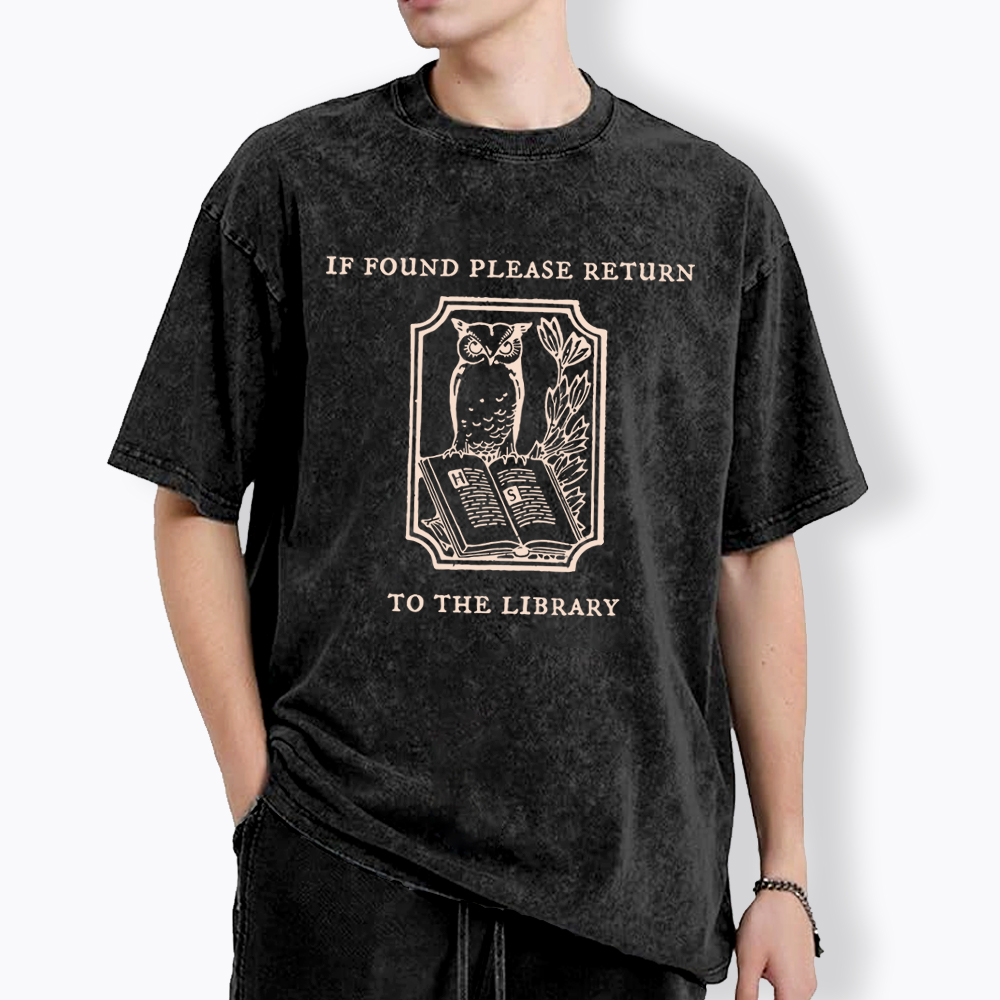 If Found Please Return to the Library Support Public Libraries Washed T-Shirt