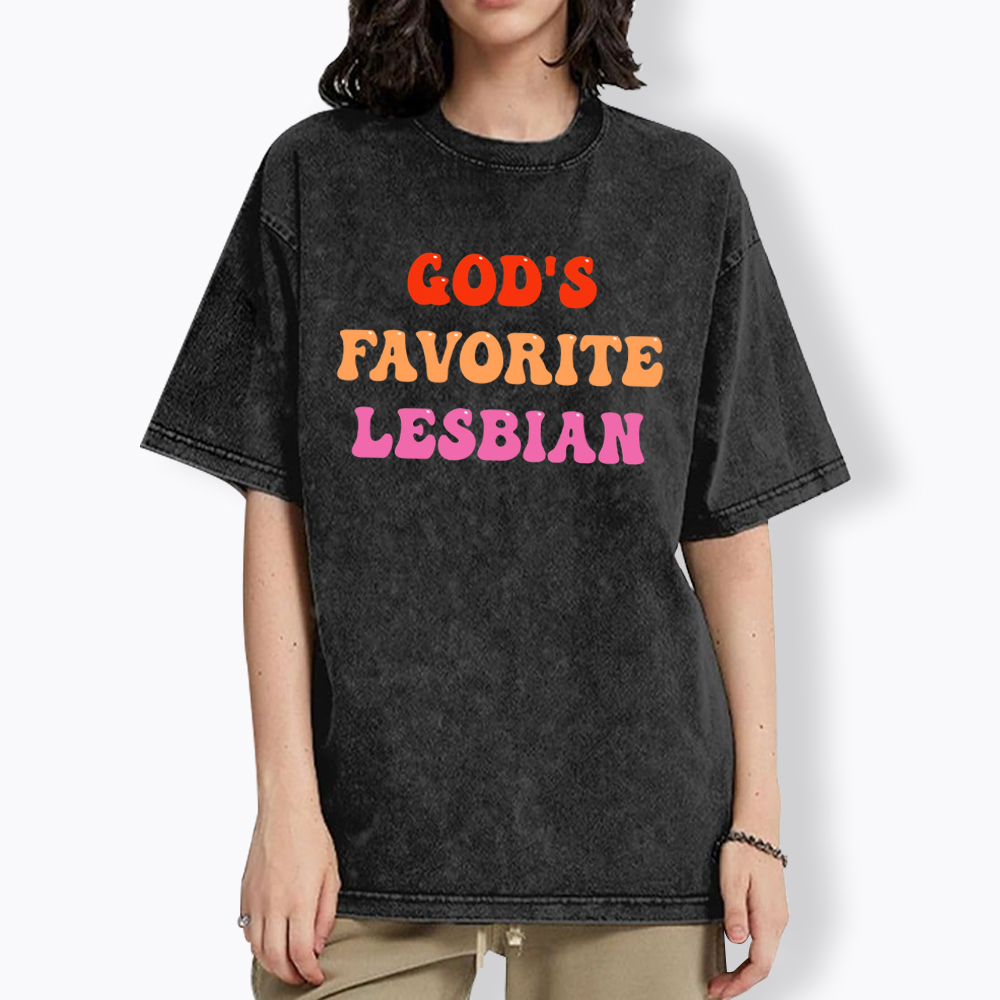 God's Favorite Lesbian LGBTQ Pride Ally Washed T-Shirt