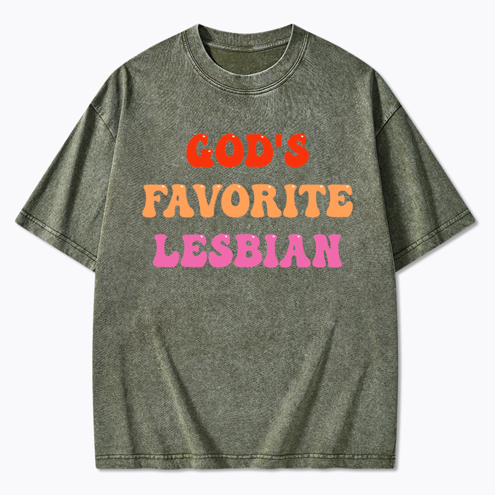 God's Favorite Lesbian LGBTQ Pride Ally Washed T-Shirt