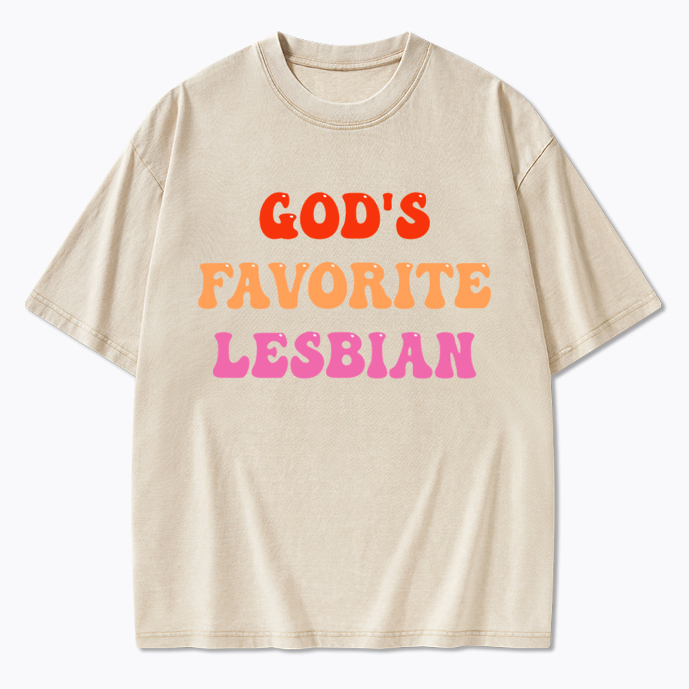 God's Favorite Lesbian LGBTQ Pride Ally Washed T-Shirt