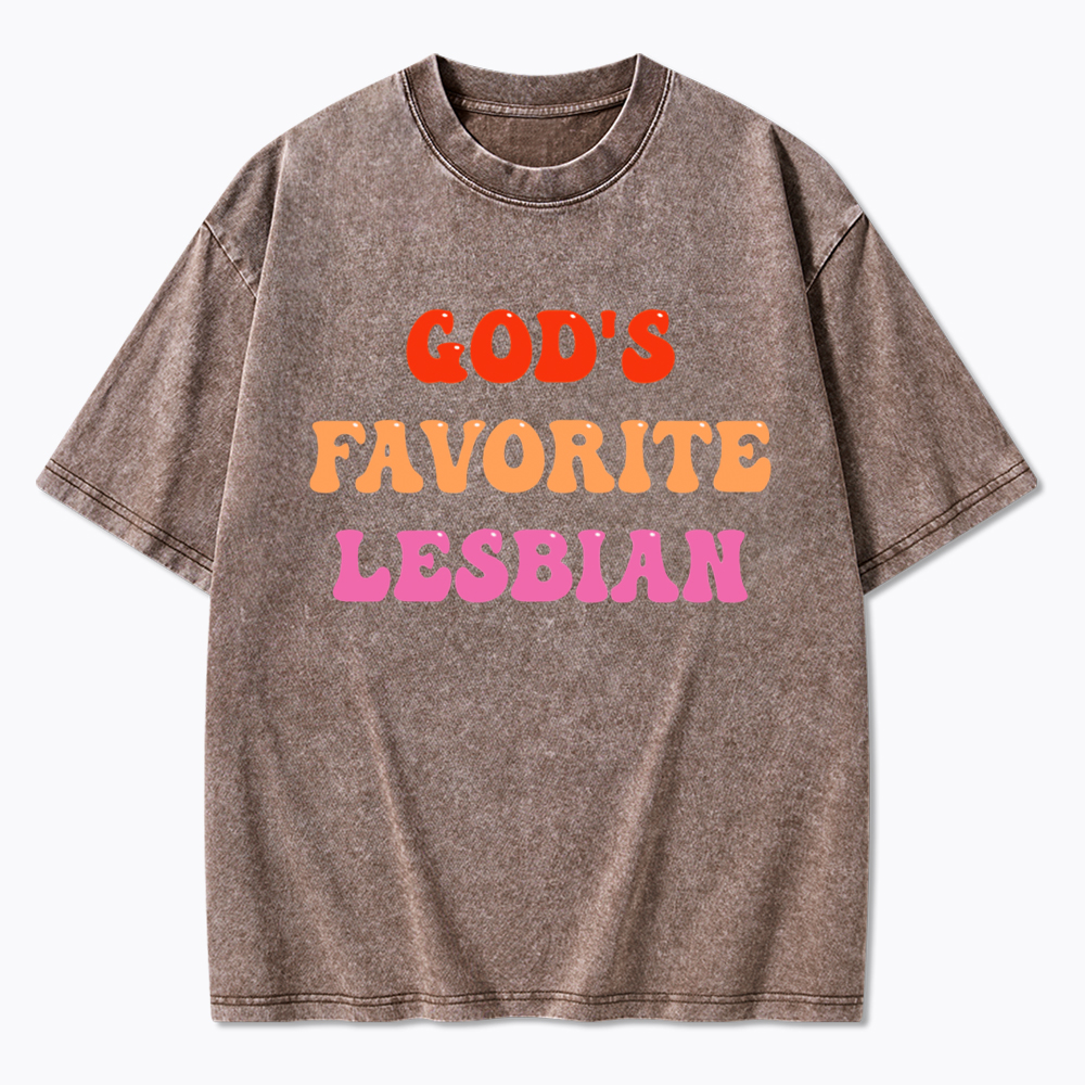 God's Favorite Lesbian LGBTQ Pride Ally Washed T-Shirt