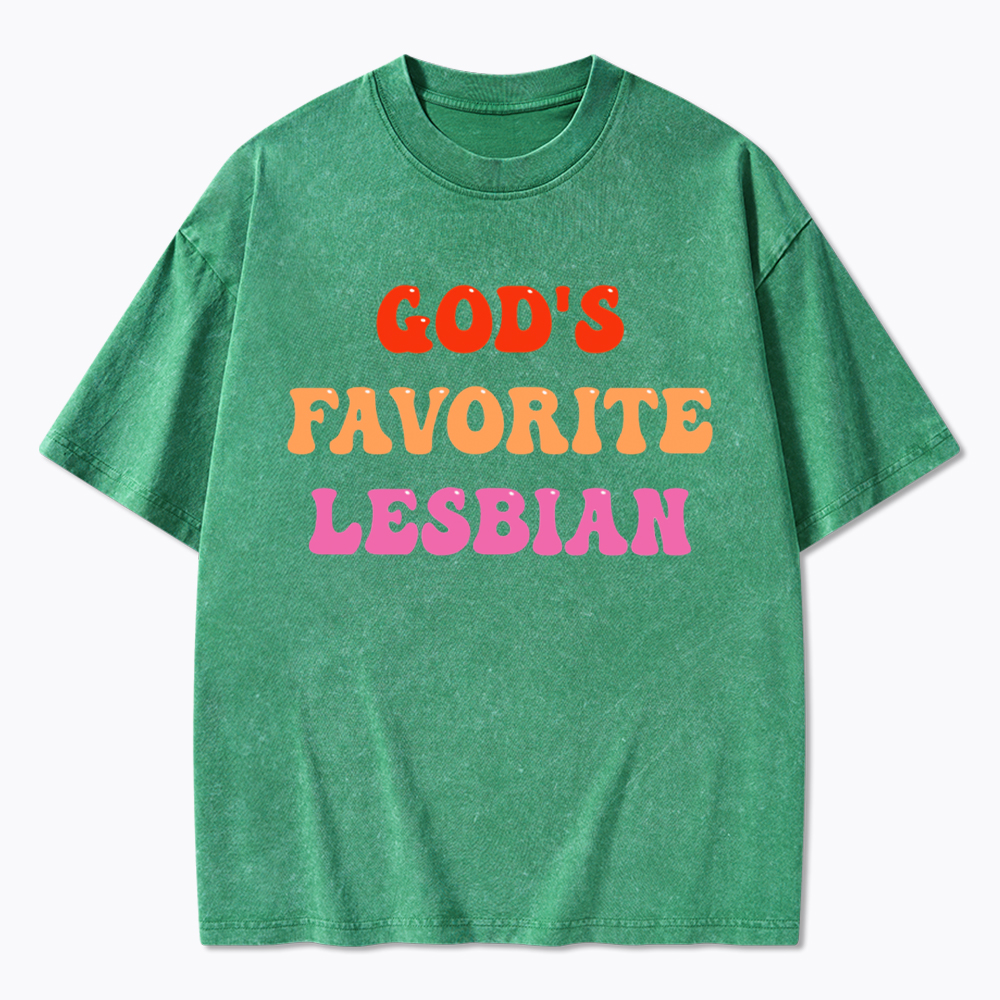 God's Favorite Lesbian LGBTQ Pride Ally Washed T-Shirt