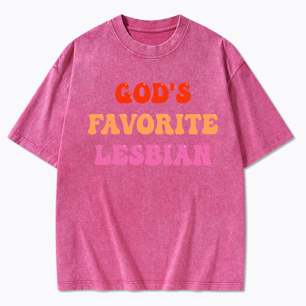 God's Favorite Lesbian LGBTQ Pride Ally Washed T-Shirt