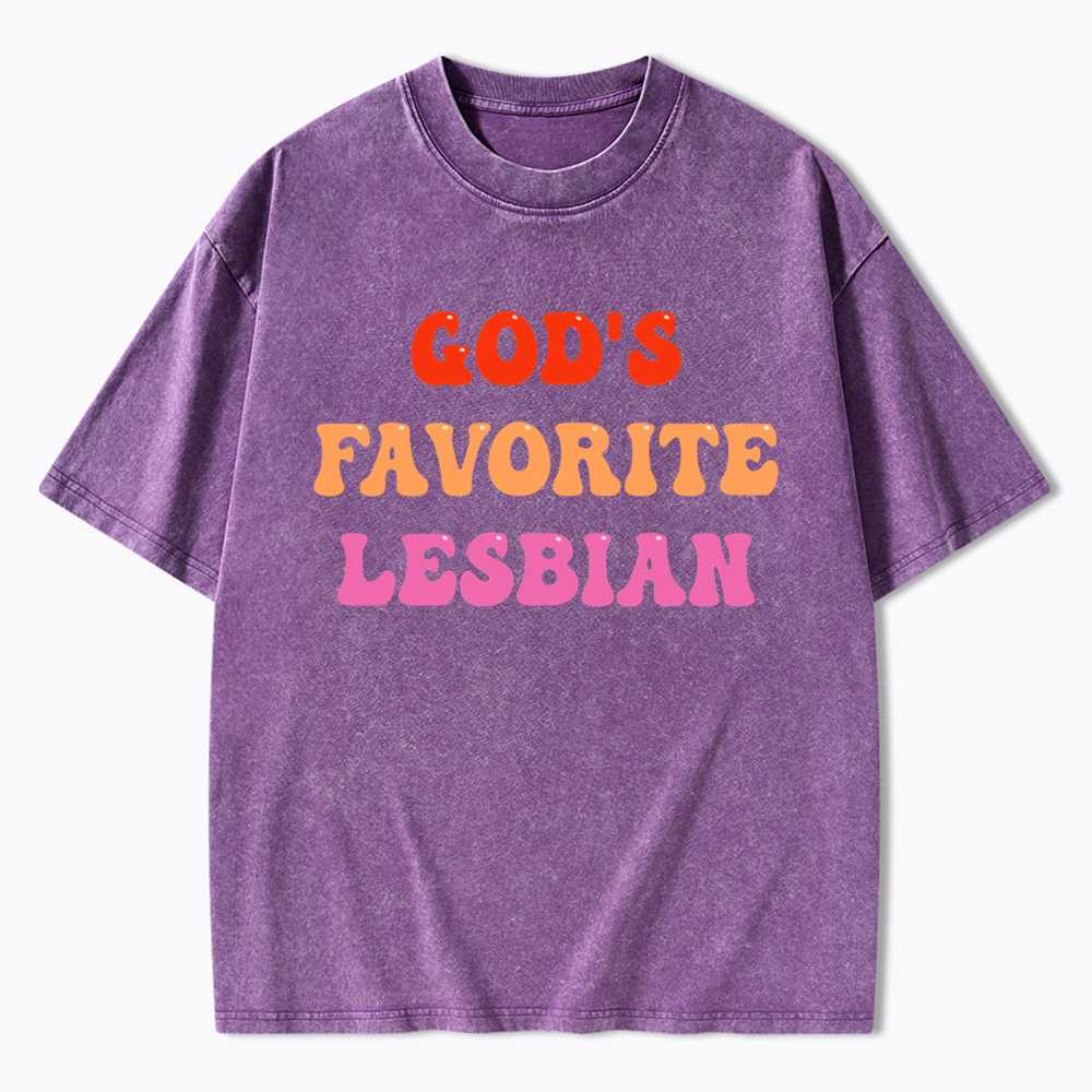 God's Favorite Lesbian LGBTQ Pride Ally Washed T-Shirt