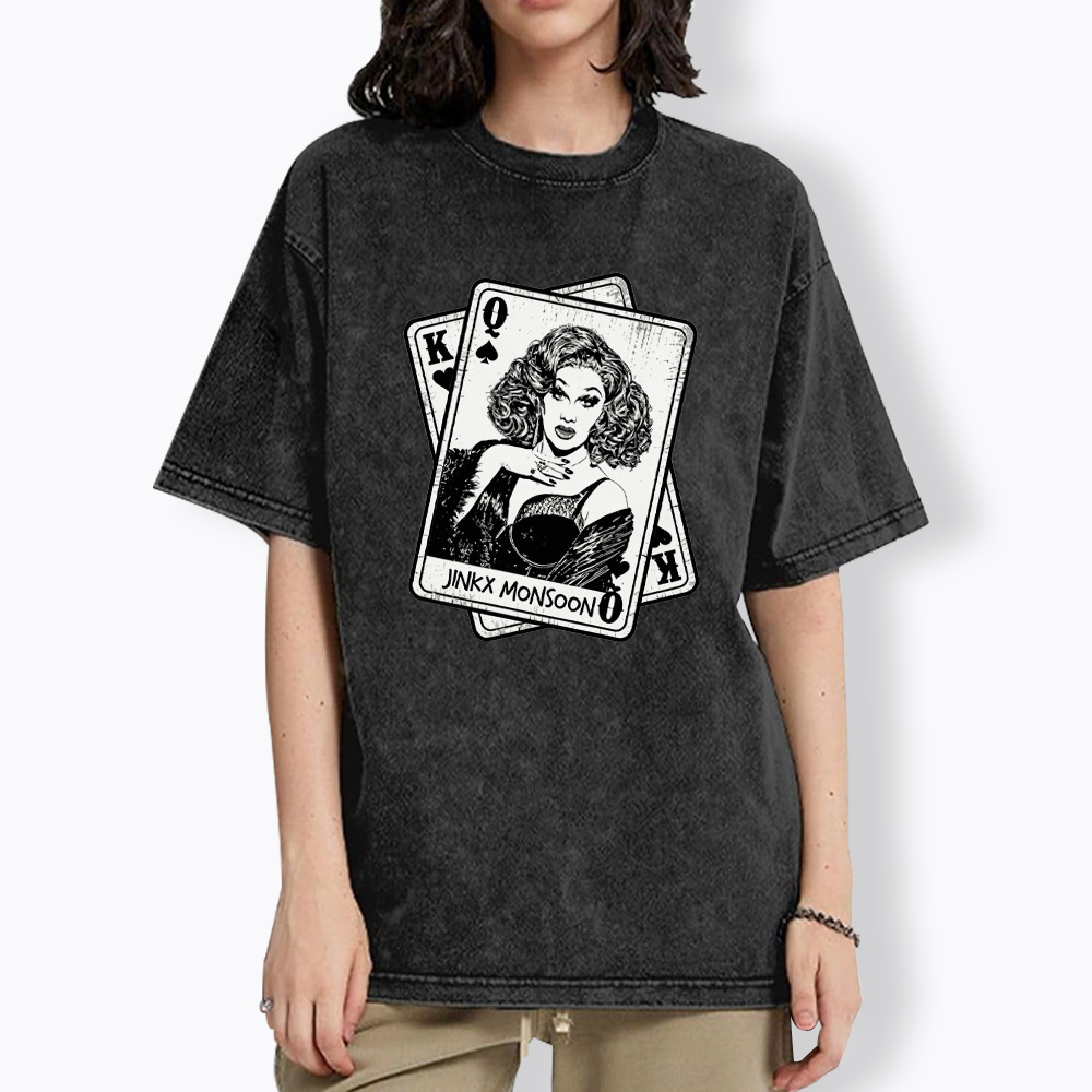 Retro Drag Queen Card Washed T-Shirt