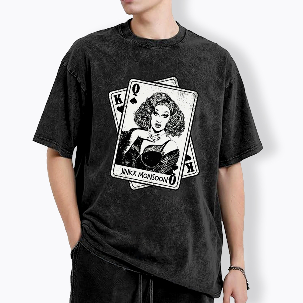 Retro Drag Queen Card Washed T-Shirt