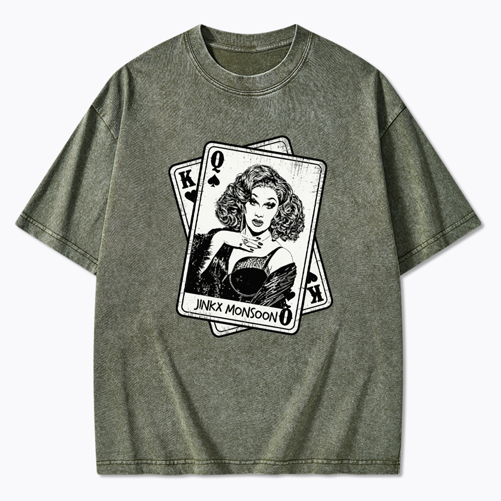 Retro Drag Queen Card Washed T-Shirt