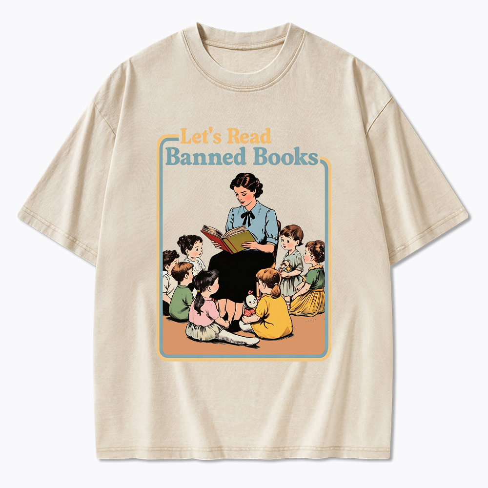 Lets Read Banned Books Washed T-Shirt