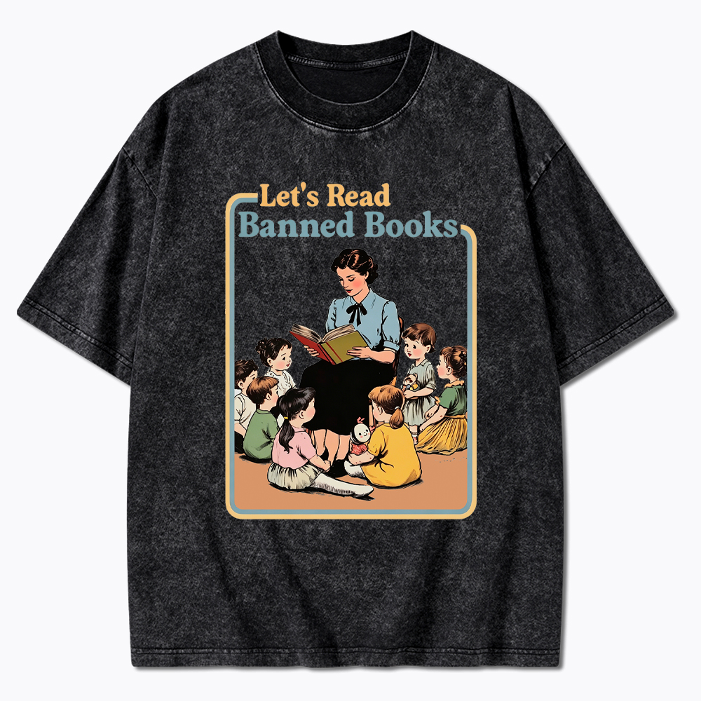 Lets Read Banned Books Washed T-Shirt