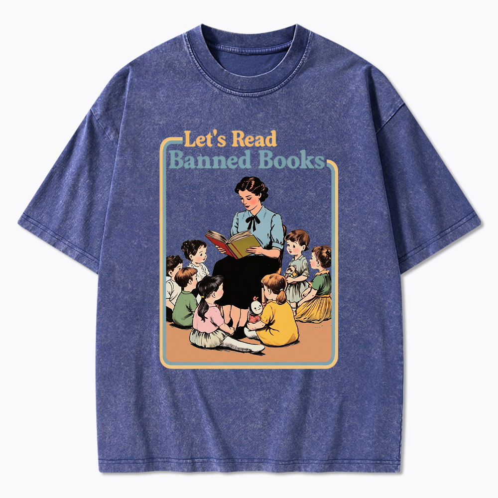 Lets Read Banned Books Washed T-Shirt