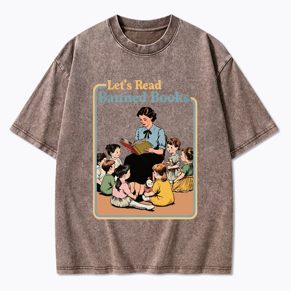 Lets Read Banned Books Washed T-Shirt