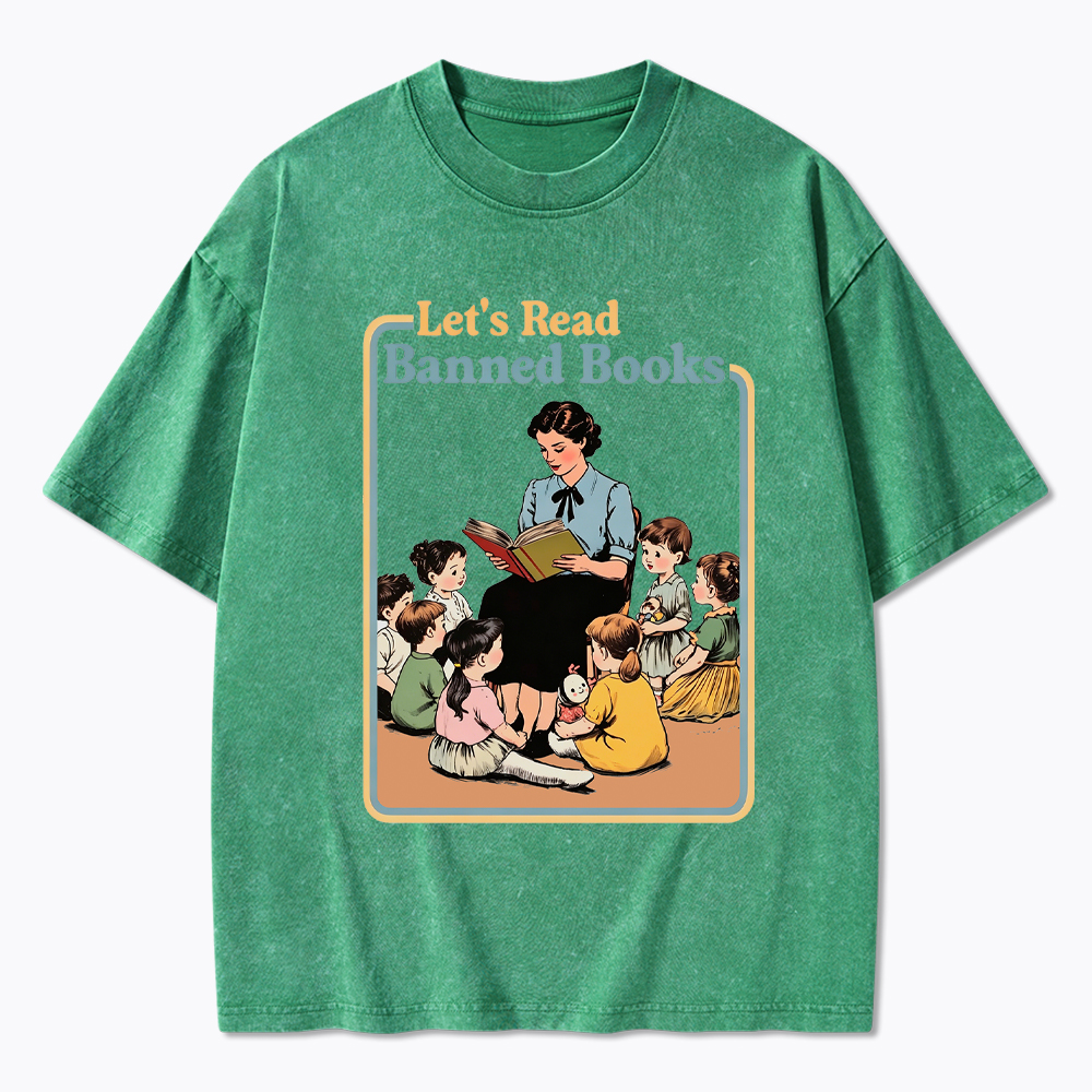 Lets Read Banned Books Washed T-Shirt