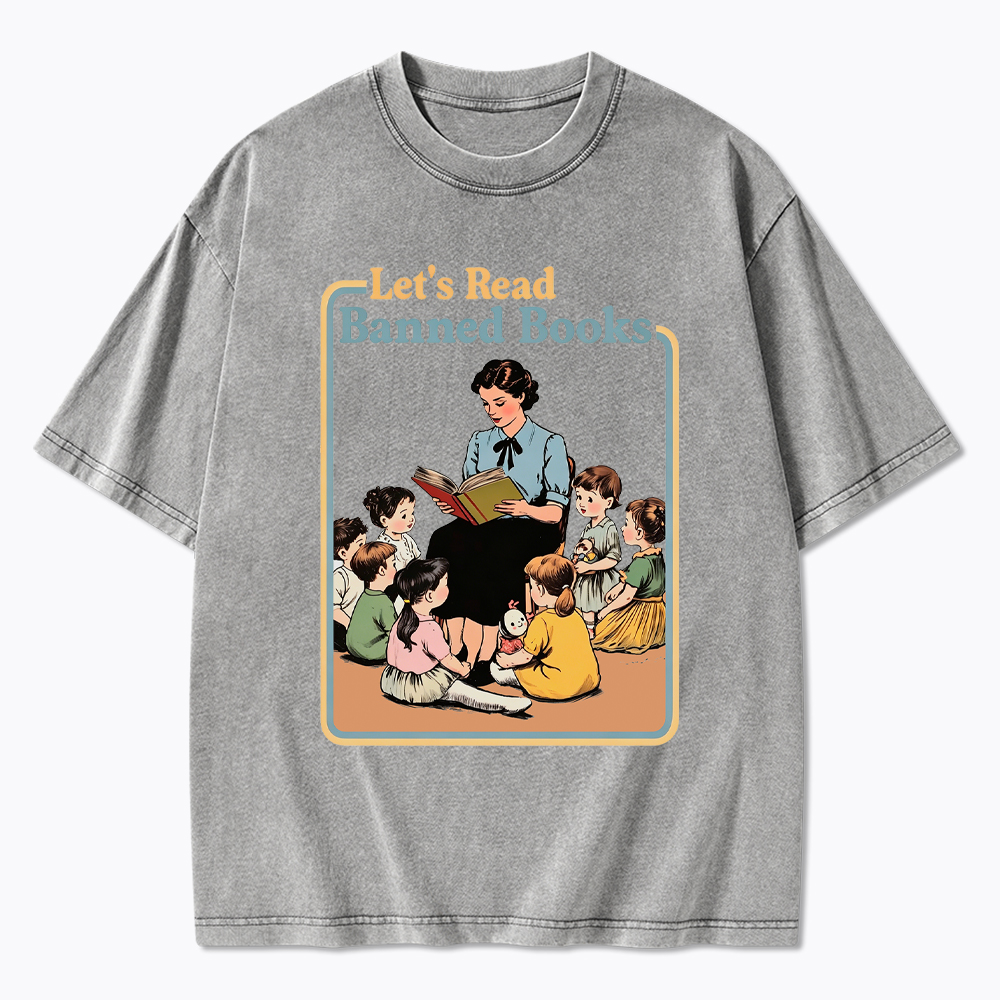 Lets Read Banned Books Washed T-Shirt