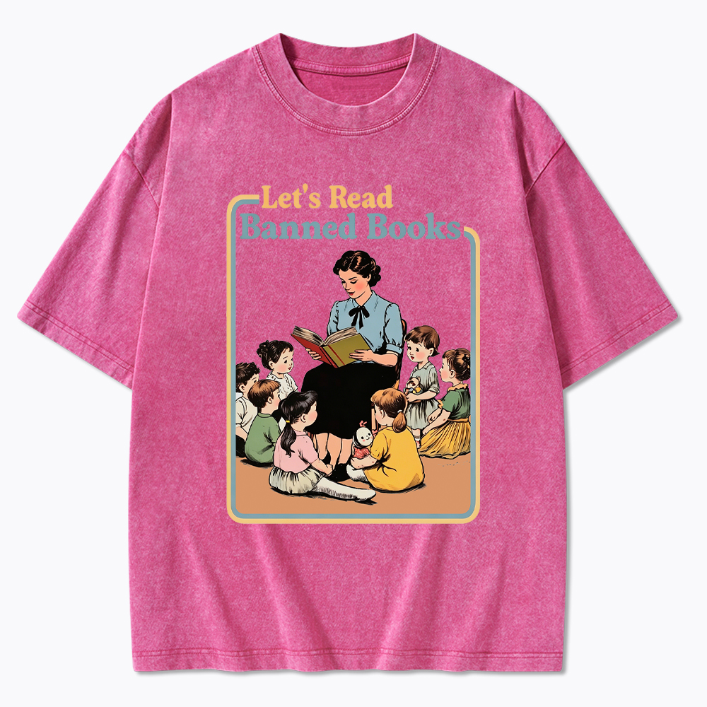 Lets Read Banned Books Washed T-Shirt