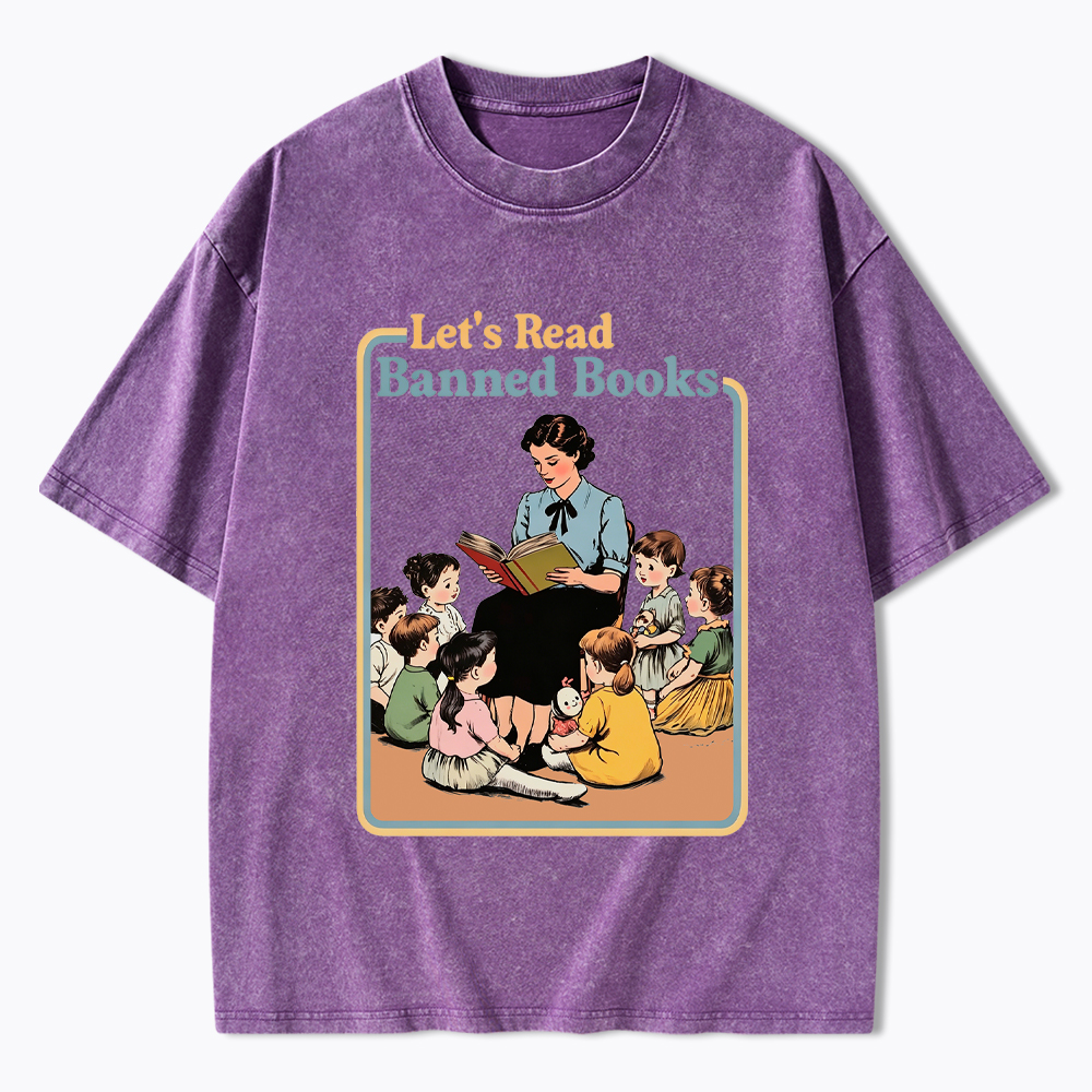Lets Read Banned Books Washed T-Shirt