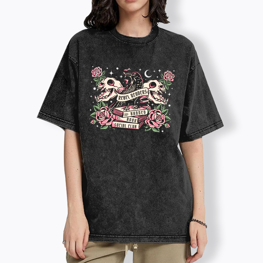 Rebel Readers Banned Book Social Club Washed T-Shirt